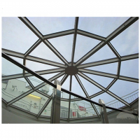 High quality prefabricated tempered glass  space frame steel skylight roof